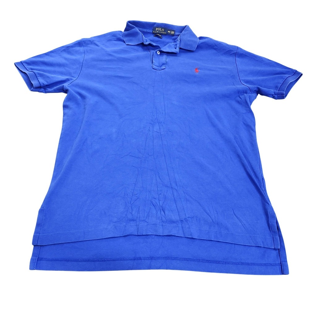 Polo Ralph Lauren Polo Shirt Mens M Blue Solid Pony Logo Classic Fit Knit Casual